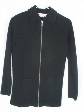 Preview Collection Women's Black 100% Merino Wool Full Zip Jacket Size Small